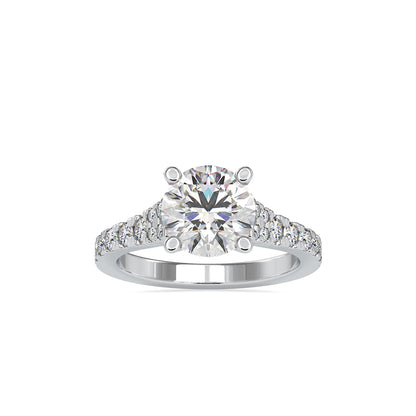 Lab Grown Diamonds with 2 CT Center Solitaire, 0.9 CT Side Diamond Engagement Ring in 14K Yellow Gold , IGI Certified