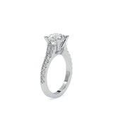 Lab Grown Diamonds with 2 CT Center Solitaire, 0.9 CT Side Diamond Engagement Ring in 14K Yellow Gold , IGI Certified
