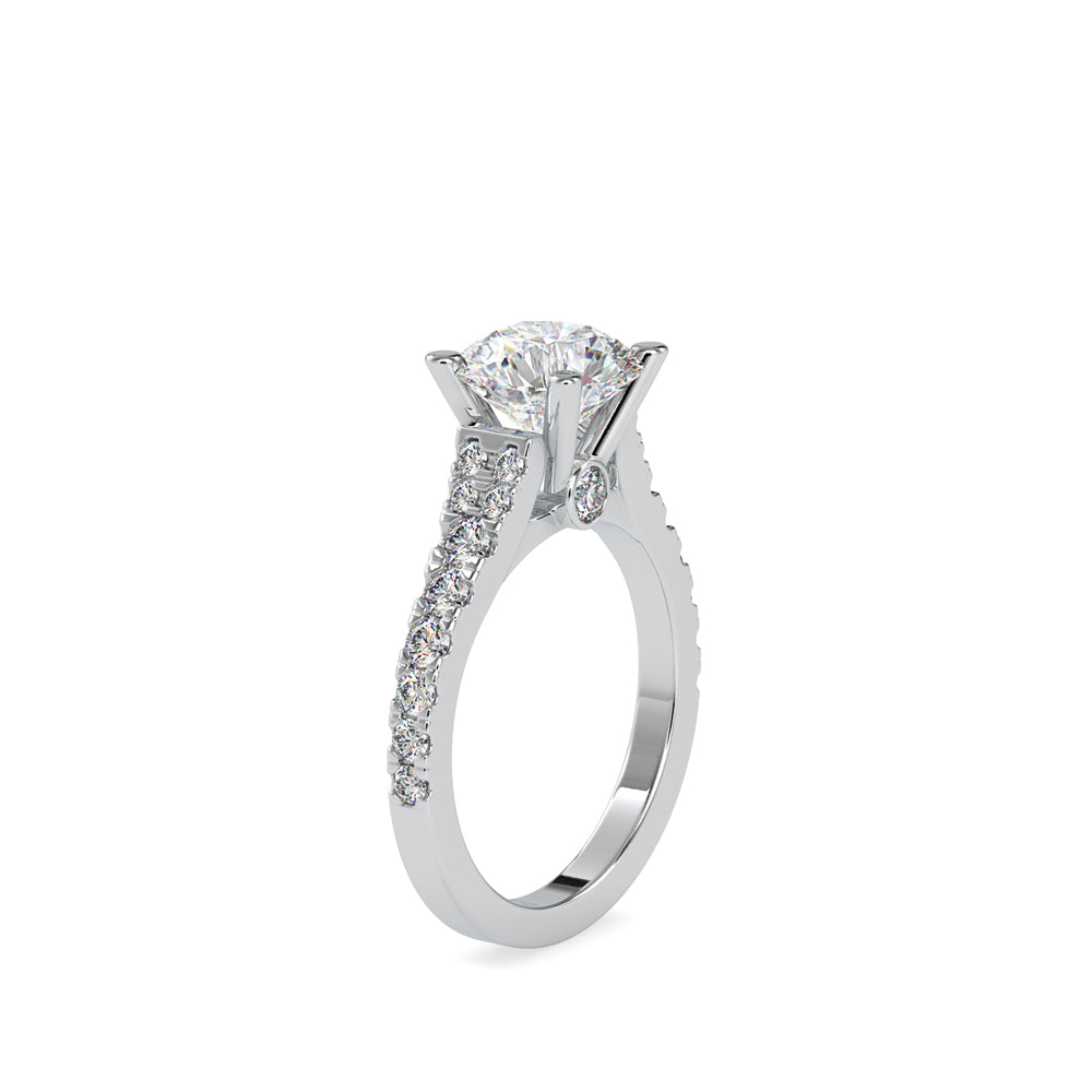 Lab Grown Diamonds with 2 CT Center Solitaire, 0.9 CT Side Diamond Engagement Ring in 14K Yellow Gold , IGI Certified