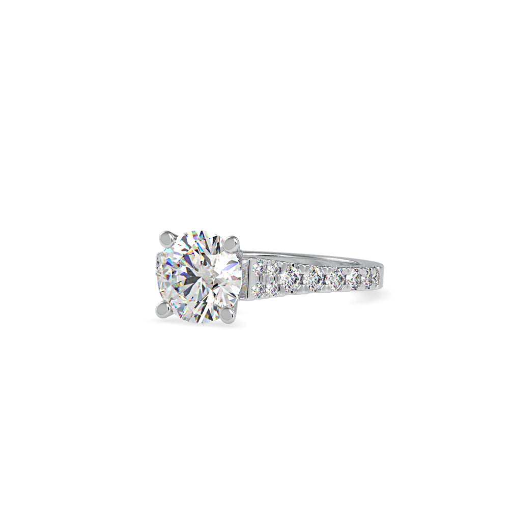 Lab Grown Diamonds with 2 CT Center Solitaire, 0.9 CT Side Diamond Engagement Ring in 14K Yellow Gold , IGI Certified