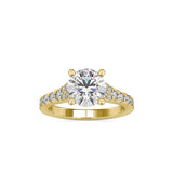 Lab Grown Diamonds with 2 CT Center Solitaire, 0.9 CT Side Diamond Engagement Ring in 14K Yellow Gold , IGI Certified