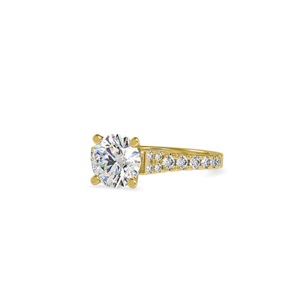 Lab Grown Diamonds with 2 CT Center Solitaire, 0.9 CT Side Diamond Engagement Ring in 14K Yellow Gold , IGI Certified