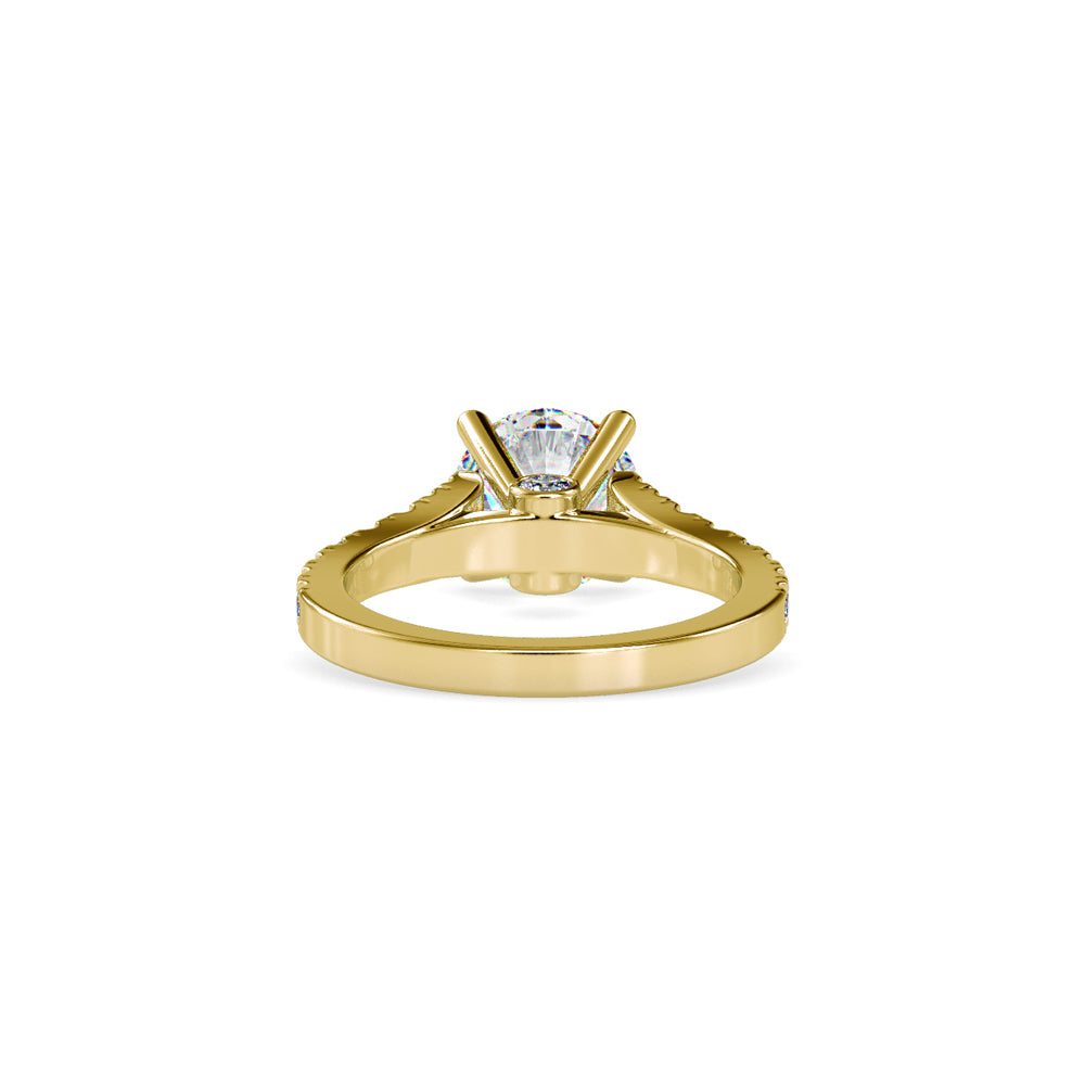 Lab Grown Diamonds with 2 CT Center Solitaire, 0.9 CT Side Diamond Engagement Ring in 14K Yellow Gold , IGI Certified