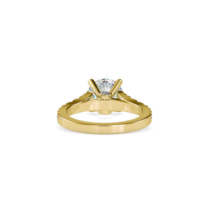 Lab Grown Diamonds with 2 CT Center Solitaire, 0.9 CT Side Diamond Engagement Ring in 14K Yellow Gold , IGI Certified