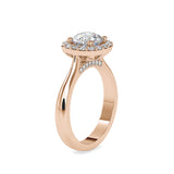 Lab Grown Diamonds with 1 CT Center Solitaire, 0.60 CT Side Diamonds in 14Kt Yellow Gold Round Brilliant Diamond Halo Engagement Ring - IGI Certified & Customizable