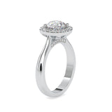 Lab Grown Diamonds with 1 CT Center Solitaire, 0.60 CT Side Diamonds in 14Kt Yellow Gold Round Brilliant Diamond Halo Engagement Ring - IGI Certified & Customizable
