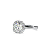 Lab Grown Diamonds with 1 CT Center Solitaire, 0.60 CT Side Diamonds in 14Kt Yellow Gold Round Brilliant Diamond Halo Engagement Ring - IGI Certified & Customizable