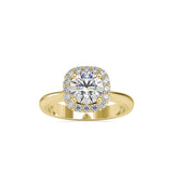 Lab Grown Diamonds with 1 CT Center Solitaire, 0.60 CT Side Diamonds in 14Kt Yellow Gold Round Brilliant Diamond Halo Engagement Ring - IGI Certified & Customizable