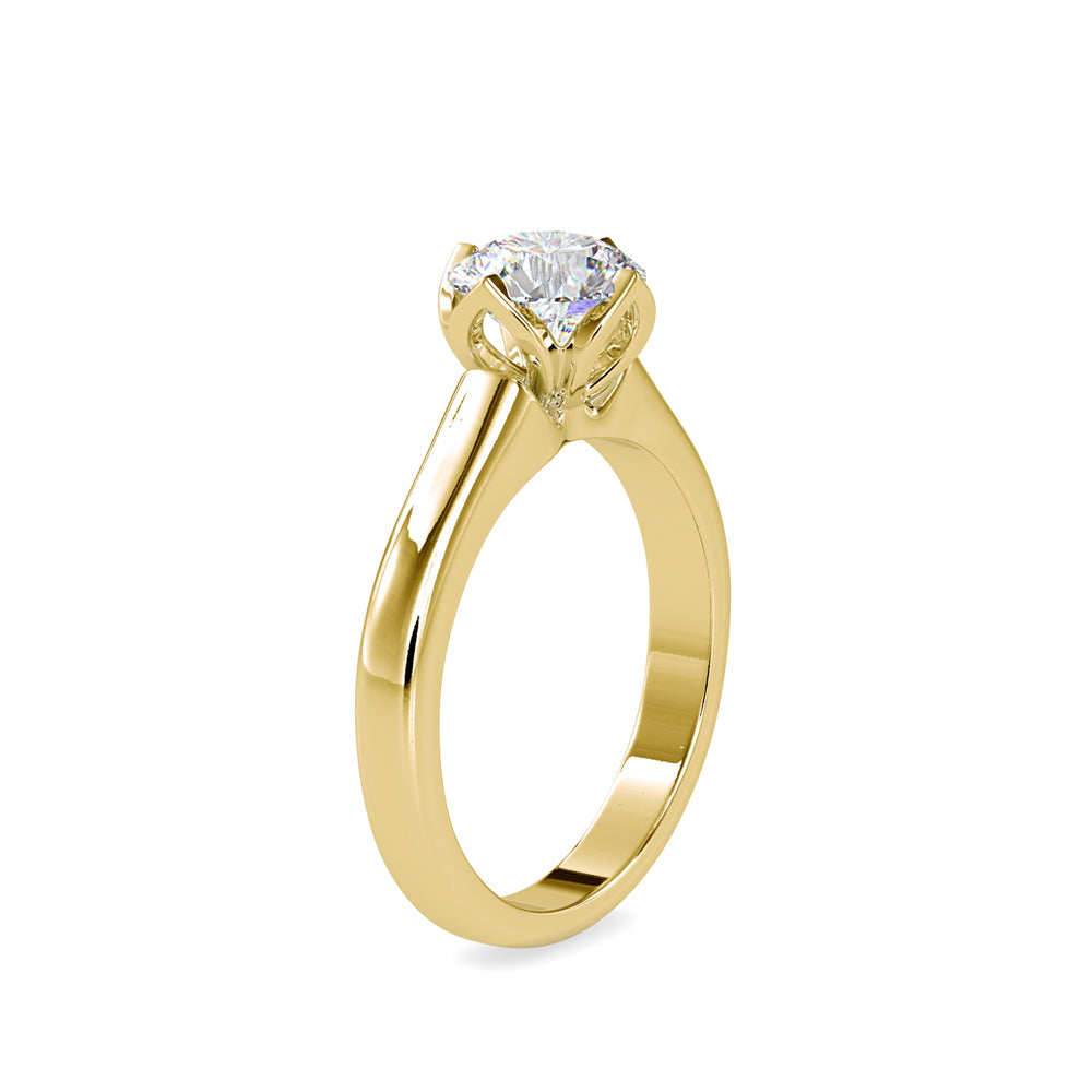 1.07 CT Lab Grown Round Brilliant Diamond Solitaire Engagement Ring in 14K Yellow Gold, IGI Certified