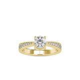 Lab Grown Diamonds with 1 CT Center Solitaire, 0.12 CT Side Diamonds in 14K Yellow -  IGI Certified & Customizable