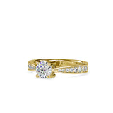 Lab Grown Diamonds with 1 CT Center Solitaire, 0.12 CT Side Diamonds in 14K Yellow -  IGI Certified & Customizable