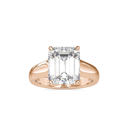 1.02 CT Lab Grown Emerald Cut Diamond Ring in 14K Rose Gold, IGI Certified