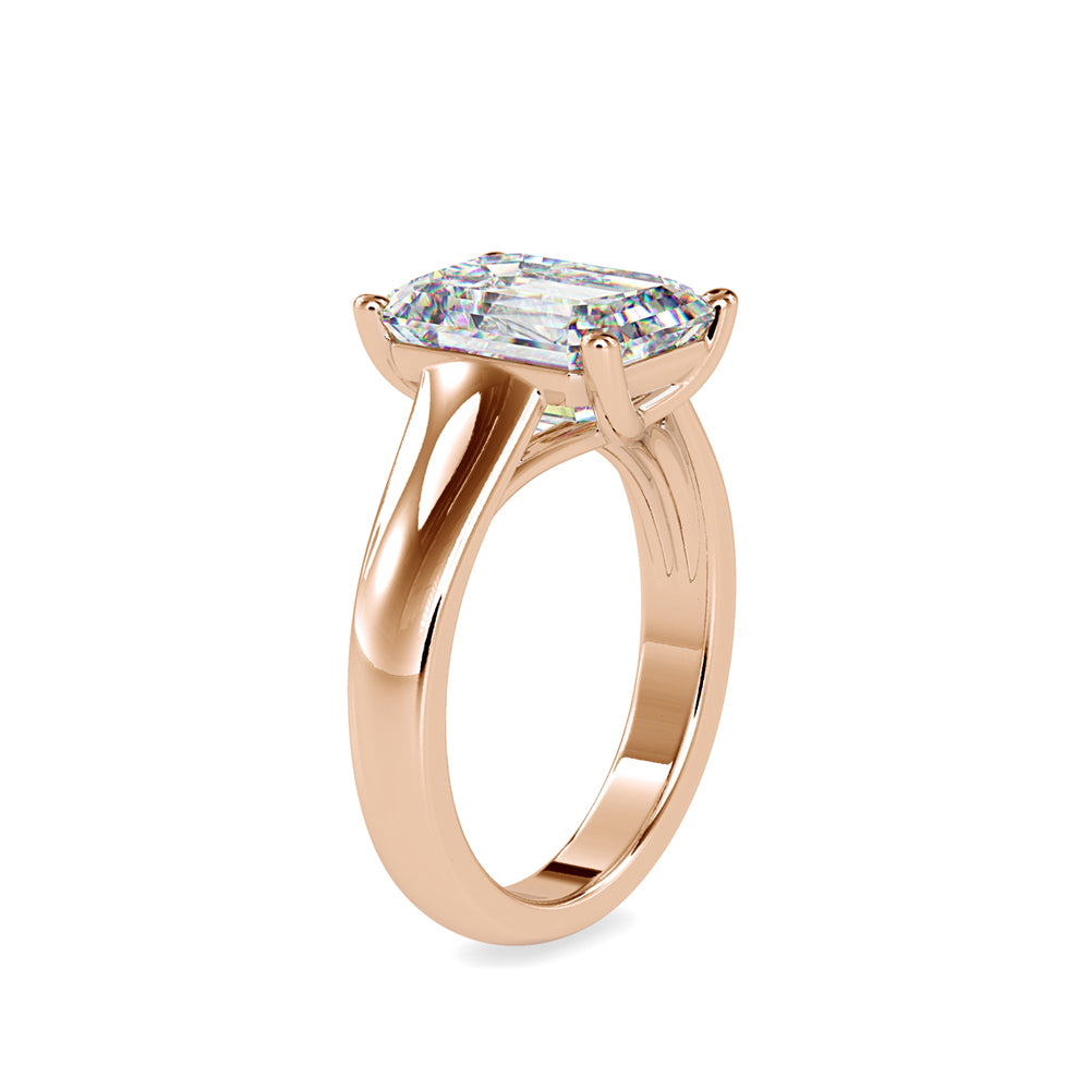1.02 CT Lab Grown Emerald Cut Diamond Ring in 14K Rose Gold, IGI Certified