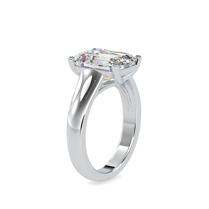 1.02 CT Lab Grown Emerald Cut Diamond Ring in 14K Rose Gold, IGI Certified