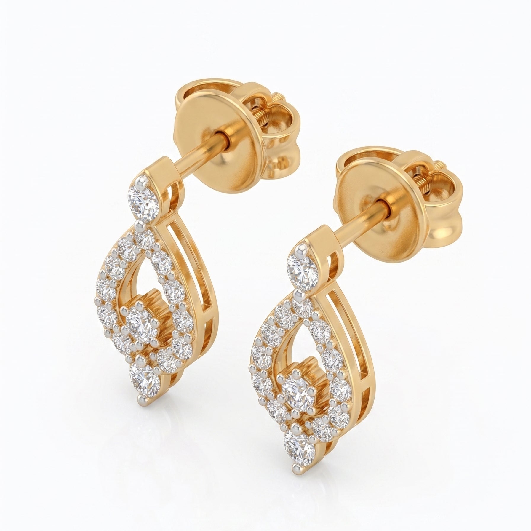 14K Gold Vermeil Diamond Teardrop Stud Earrings