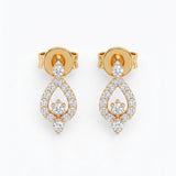 14K Gold Vermeil Diamond Teardrop Stud Earrings