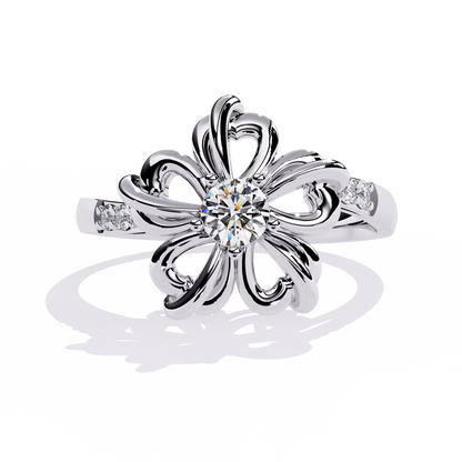 Dazzling 0.28ct Diamond Flower Ring in 14k Gold