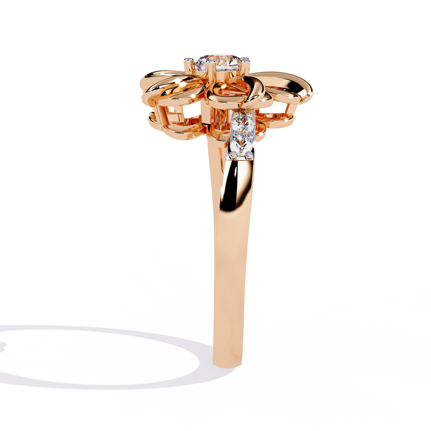 Dazzling 0.28ct Diamond Flower Ring in 14k Gold
