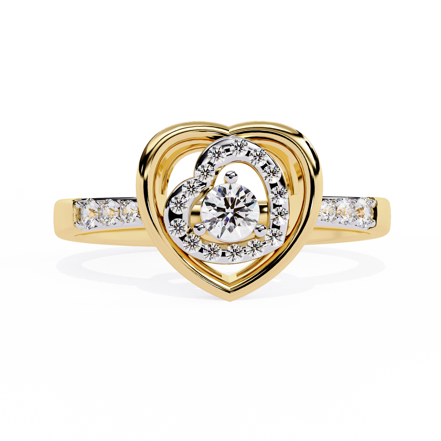 Valentine's Delight: 0.24ct Diamond Heart Ring in 14k Gold