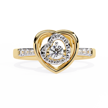 Valentine's Delight: 0.24ct Diamond Heart Ring in 14k Gold
