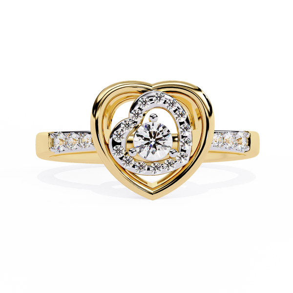 Valentine's Delight: 0.24ct Diamond Heart Ring in 14k Gold