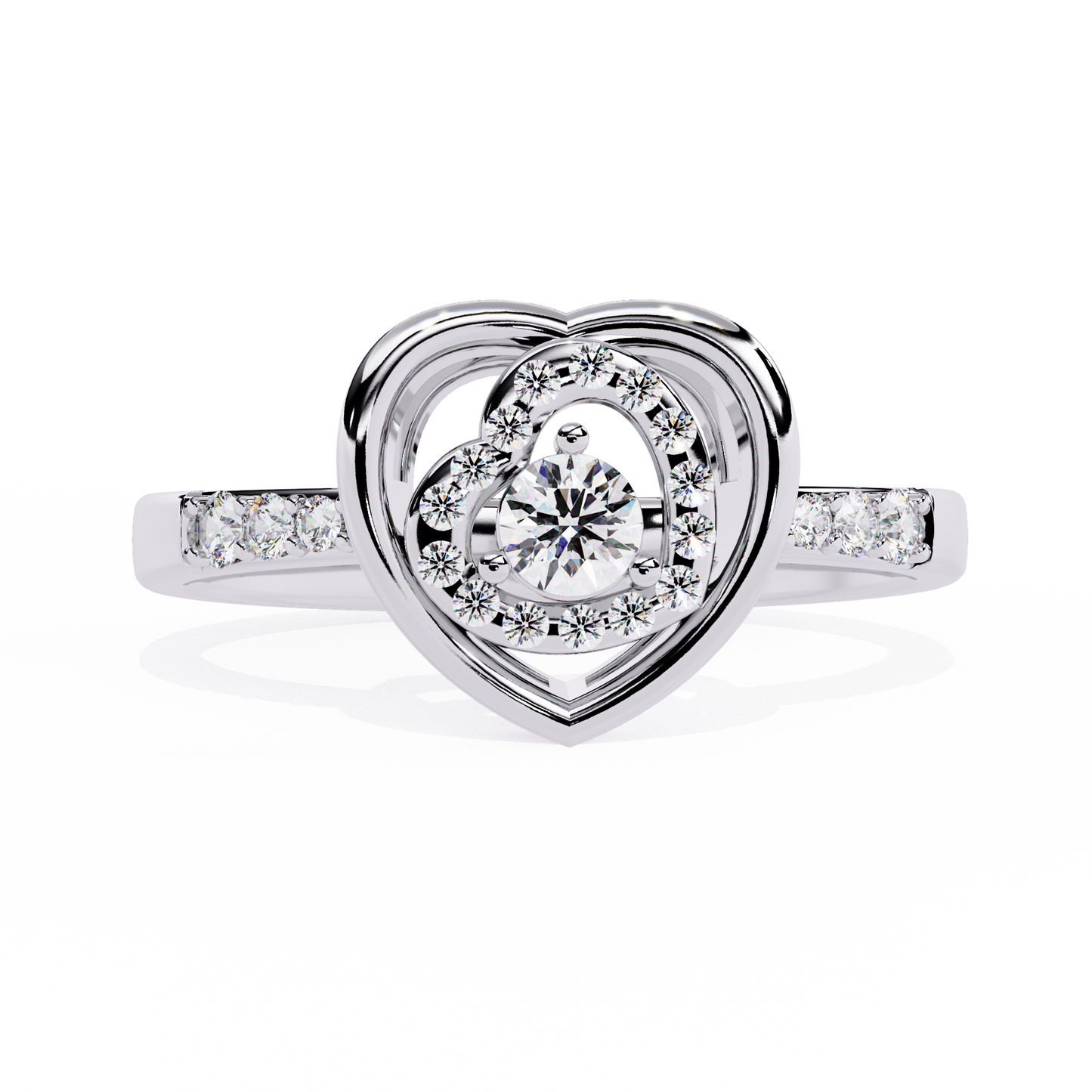 Valentine's Delight: 0.24ct Diamond Heart Ring in 14k Gold