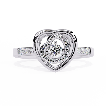 Valentine's Delight: 0.24ct Diamond Heart Ring in 14k Gold