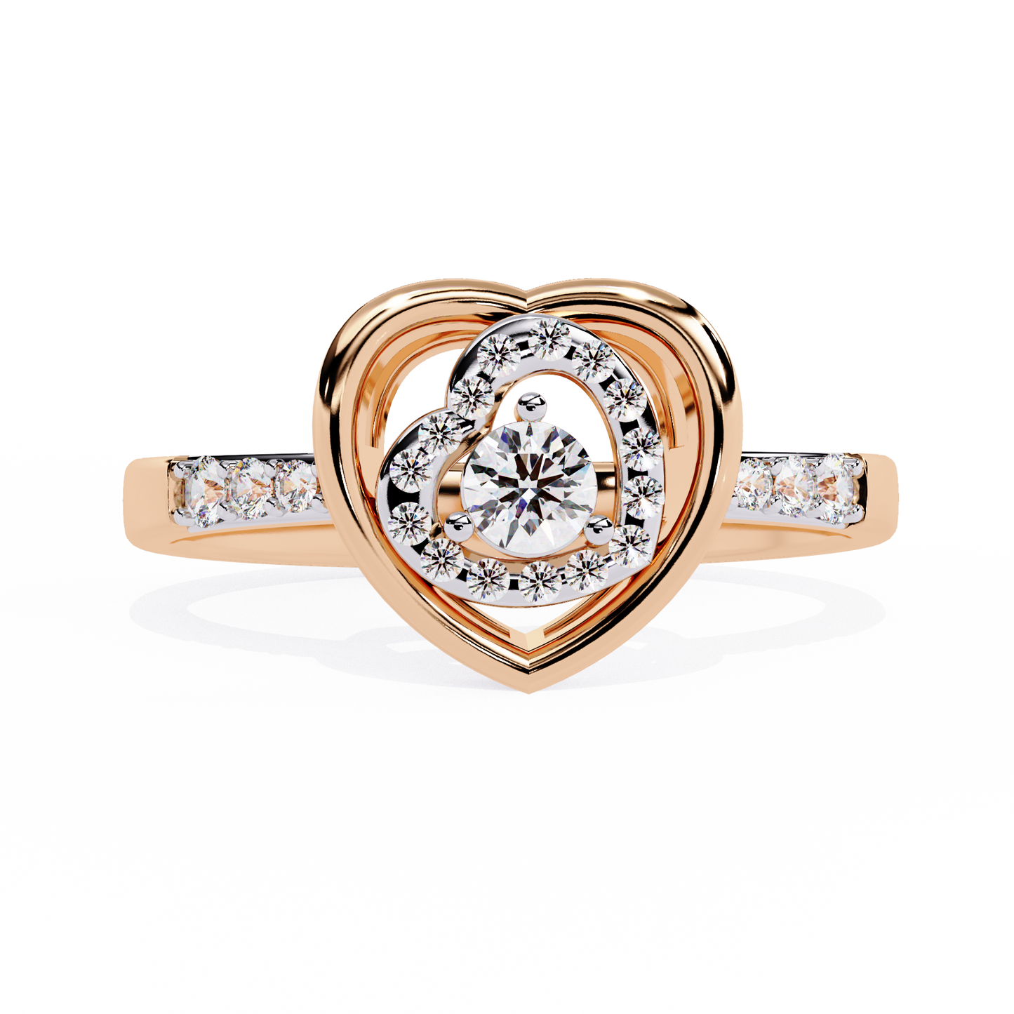Valentine's Delight: 0.24ct Diamond Heart Ring in 14k Gold