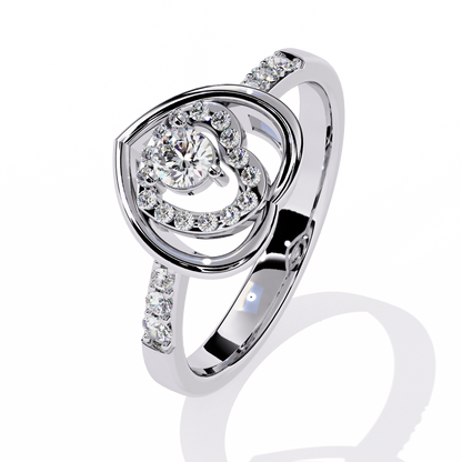 Valentine's Delight: 0.24ct Diamond Heart Ring in 14k Gold