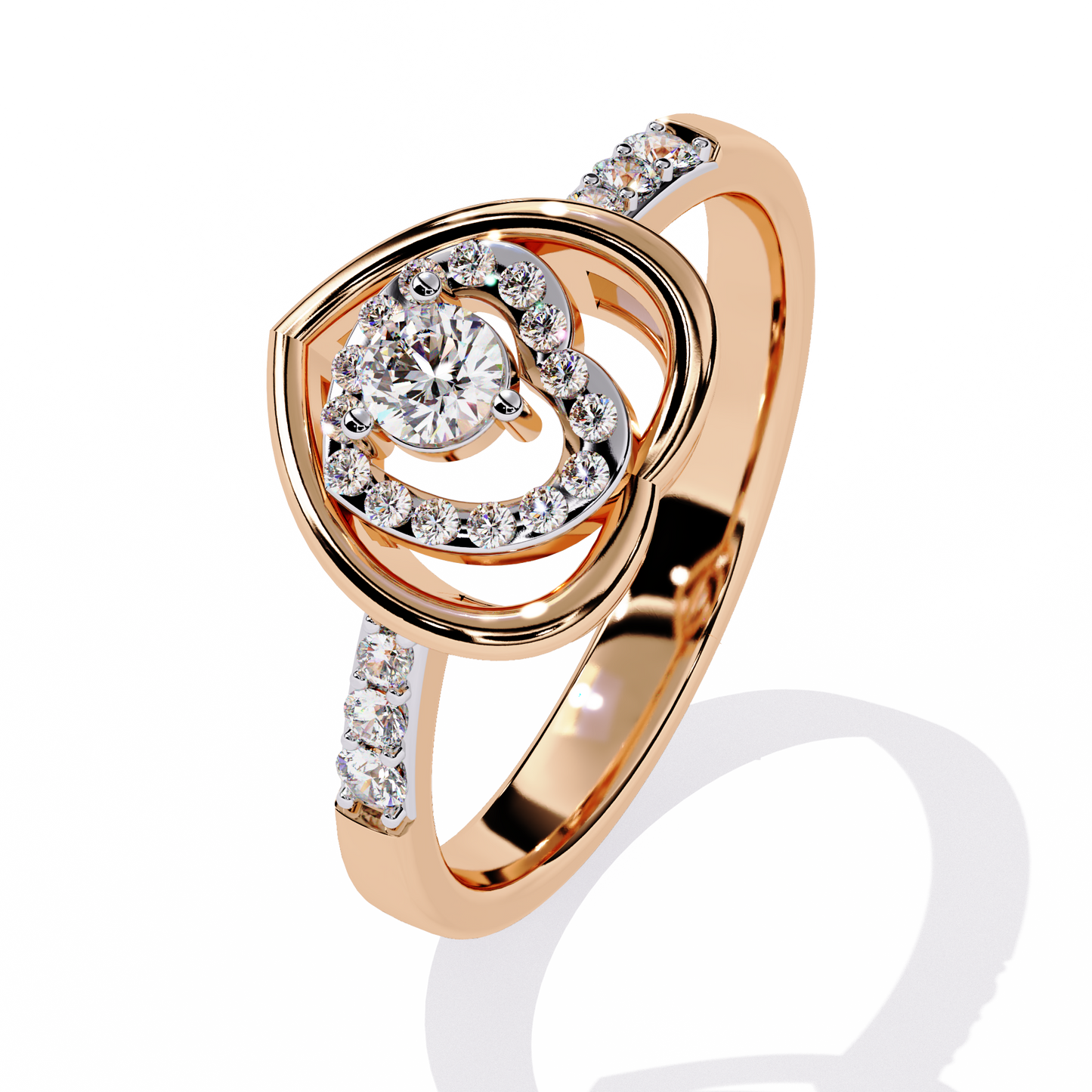 Valentine's Delight: 0.24ct Diamond Heart Ring in 14k Gold