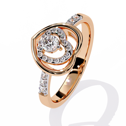 Valentine's Delight: 0.24ct Diamond Heart Ring in 14k Gold