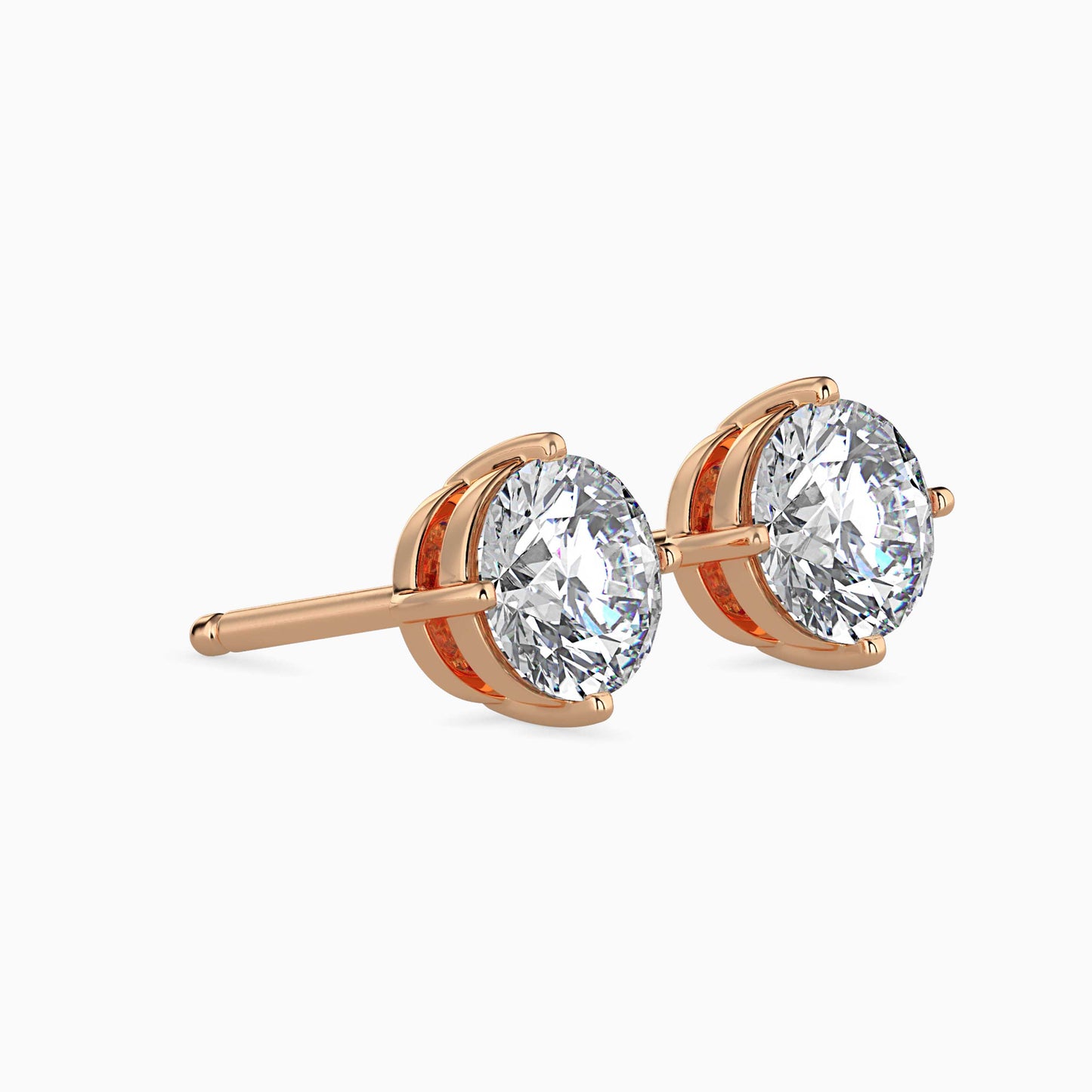 1.5 CT Round Diamond Stud Earrings (0.75 CT Each) in 14K Gold