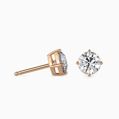 1.5 CT Round Diamond Stud Earrings (0.75 CT Each) in 14K Gold