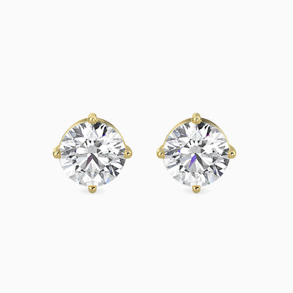 1.5 CT Round Diamond Stud Earrings (0.75 CT Each) in 14K Gold