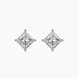 2CT Princess Cut Lab Grown Diamond Stud Earrings (1CT Each) – IGI Certified, Customizable in 14K Gold