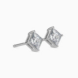 2CT Princess Cut Lab Grown Diamond Stud Earrings (1CT Each) – IGI Certified, Customizable in 14K Gold