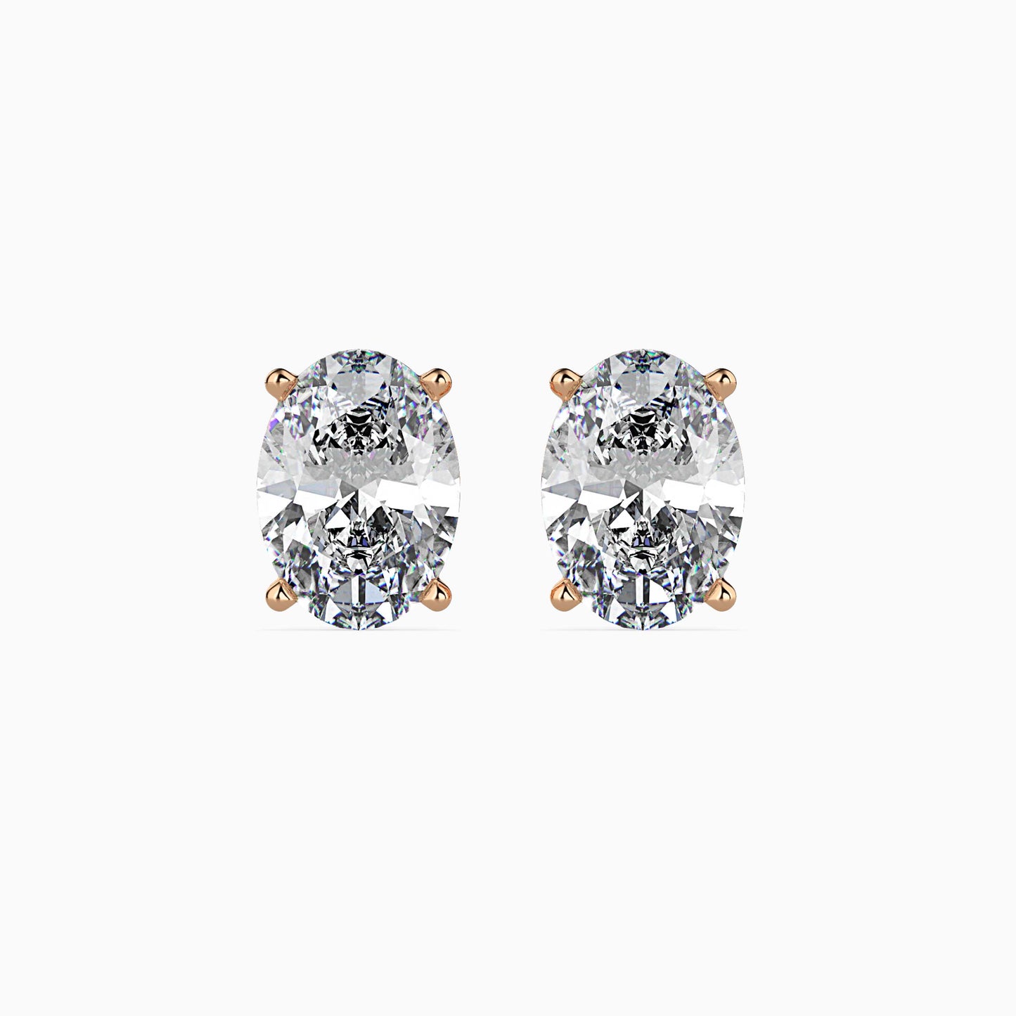 1CT Oval Diamond Studs (0.50 CT Each) – 14K Gold - IGI Certified