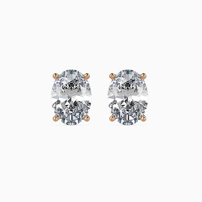 1CT Oval Diamond Studs (0.50 CT Each) – 14K Gold - IGI Certified