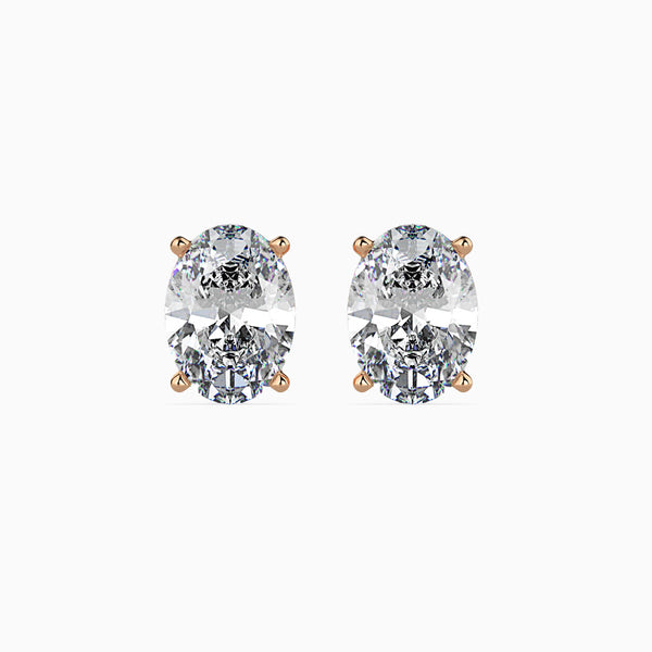 1CT Oval Diamond Studs (0.50 CT Each) – 14K Gold - IGI Certified