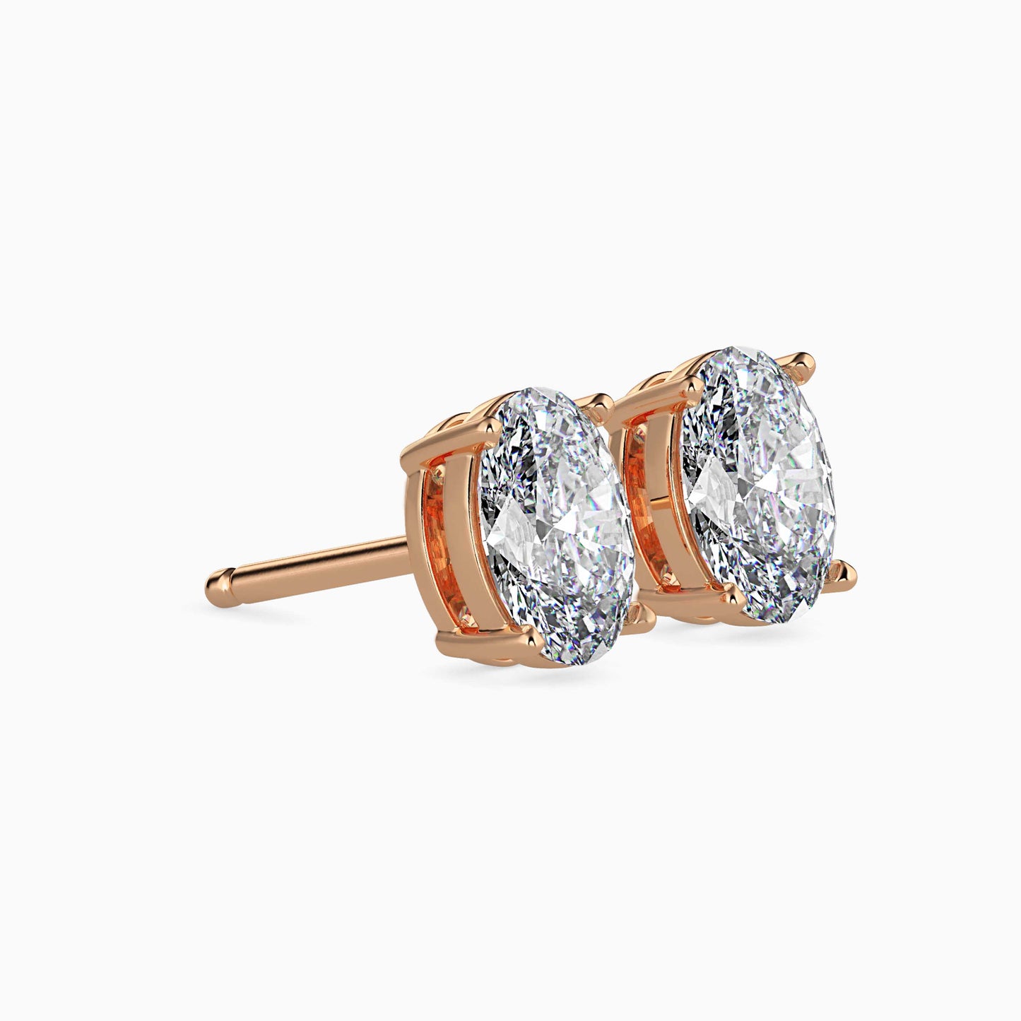 1CT Oval Diamond Studs (0.50 CT Each) – 14K Gold - IGI Certified