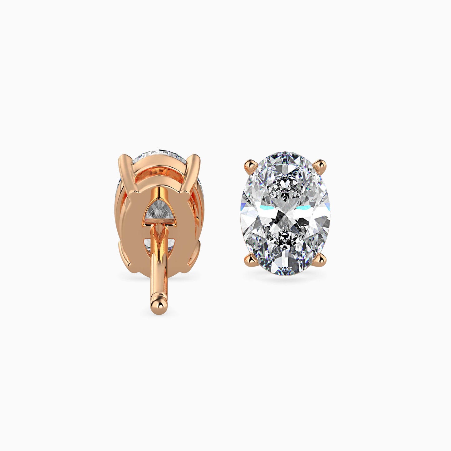 1CT Oval Diamond Studs (0.50 CT Each) – 14K Gold - IGI Certified