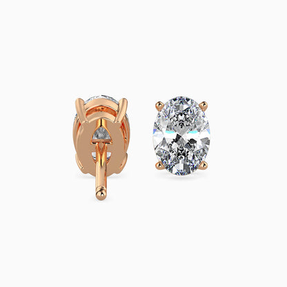 2 CT Oval Diamond Stud Earrings (1 CT Each) in 14K Gold – IGI Certified
