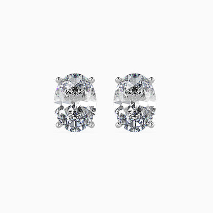 1CT Oval Diamond Studs (0.50 CT Each) – 14K Gold - IGI Certified