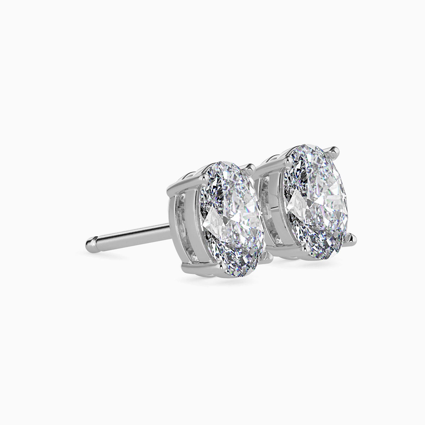 1CT Oval Diamond Studs (0.50 CT Each) – 14K Gold - IGI Certified
