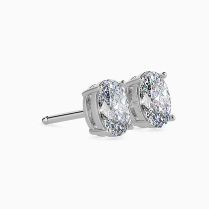 1CT Oval Diamond Studs (0.50 CT Each) – 14K Gold - IGI Certified