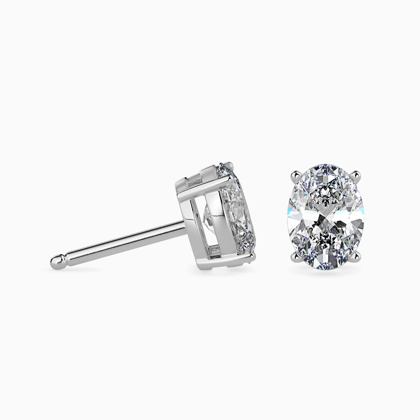 1CT Oval Diamond Studs (0.50 CT Each) – 14K Gold - IGI Certified