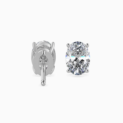 1CT Oval Diamond Studs (0.50 CT Each) – 14K Gold - IGI Certified