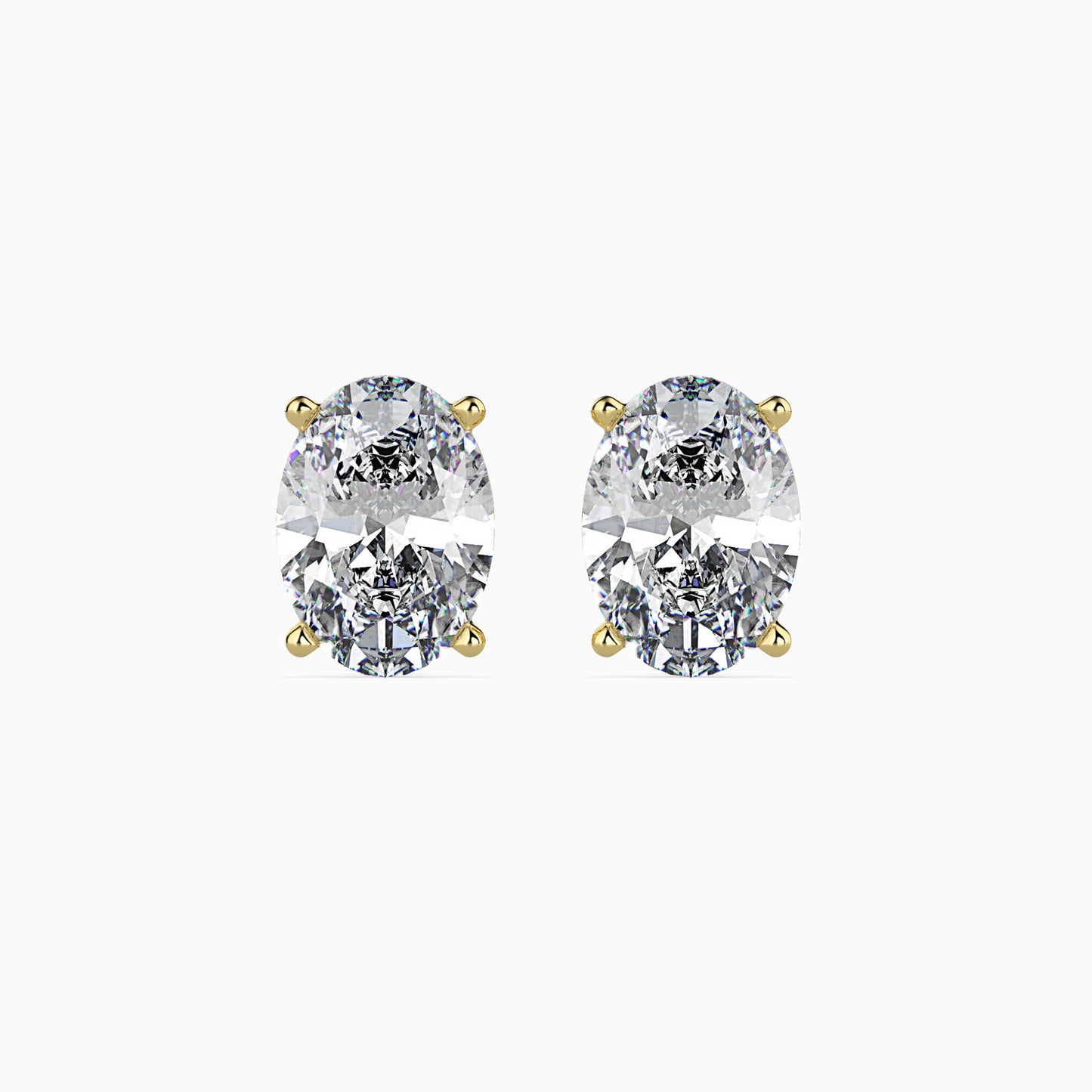 1CT Oval Diamond Studs (0.50 CT Each) – 14K Gold - IGI Certified