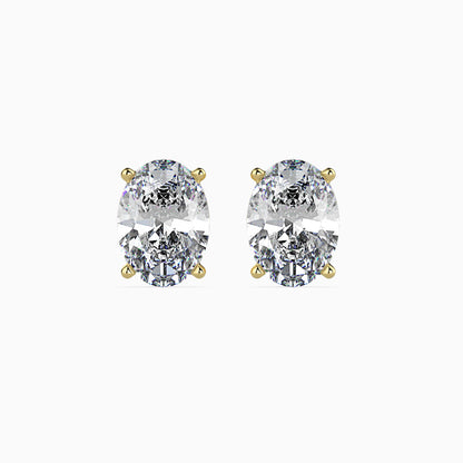 1CT Oval Diamond Studs (0.50 CT Each) – 14K Gold - IGI Certified
