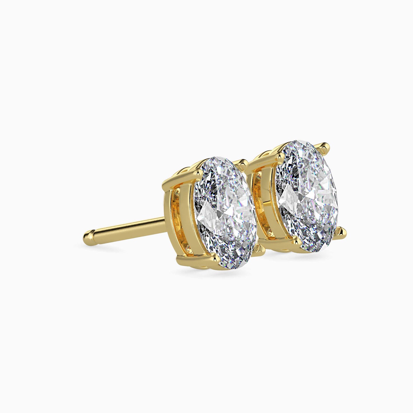 1CT Oval Diamond Studs (0.50 CT Each) – 14K Gold - IGI Certified